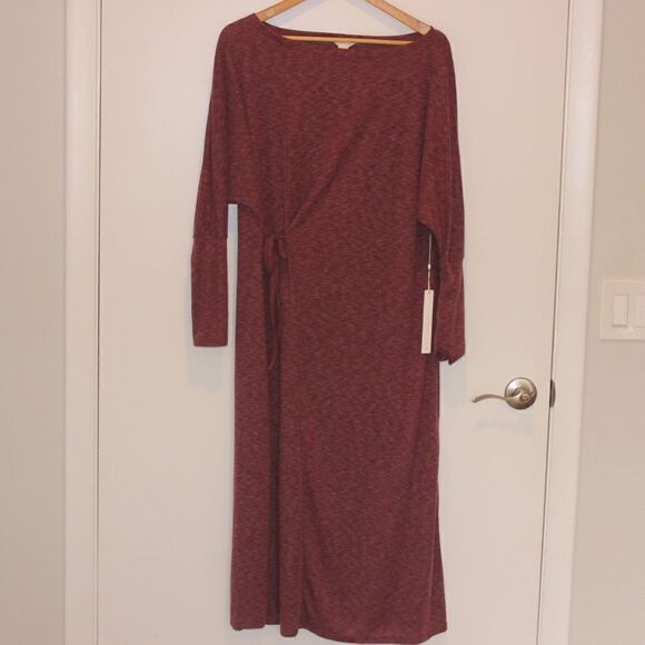 NEW Caslon Cozy knit Long Sleeve Wrap size Tie Midi Dress Women Size Small - Picture 4 of 13